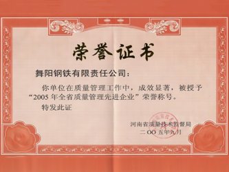 質(zhì)量管理先進(jìn)單位